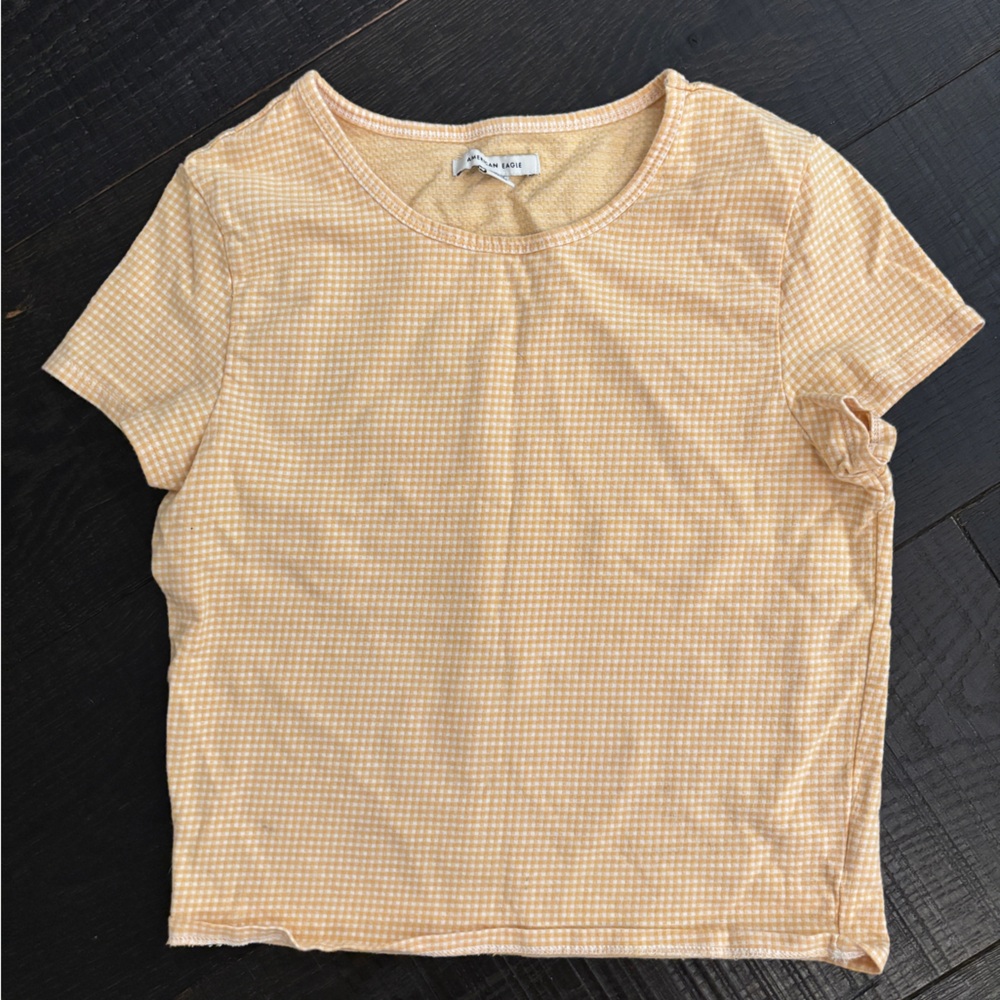 American Eagle Outfitters yellow checkered/gingham shirt
